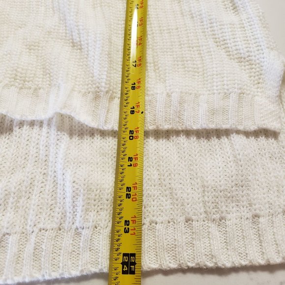 Copper key knit sweater size Medium cream blue striped fuzzy knit - Picture 10 of 10